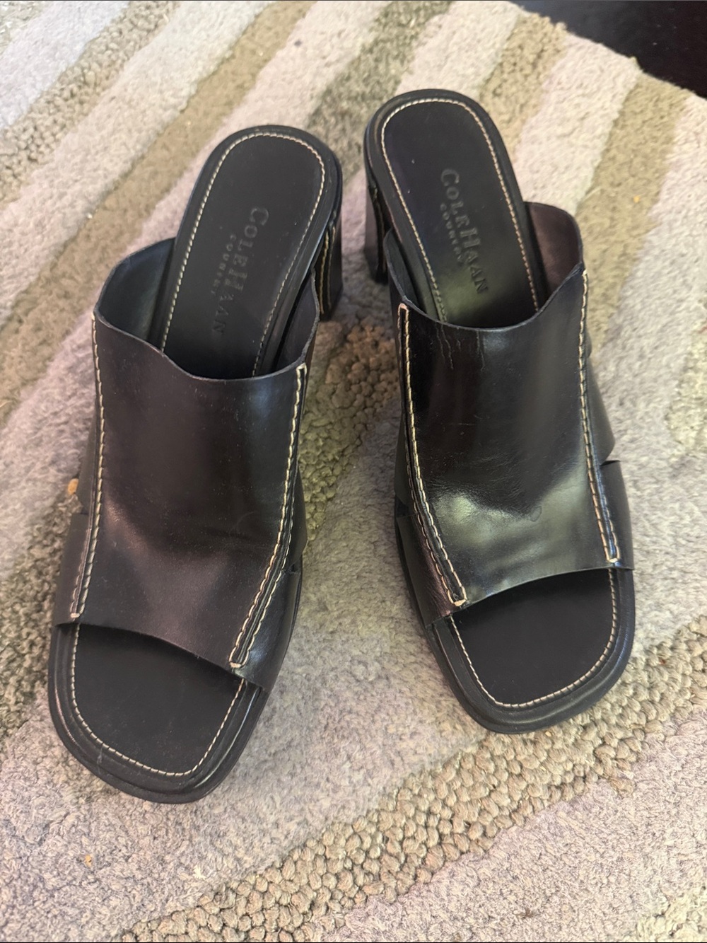 Cole Haan Black Leather Slide Sandals size 8.5